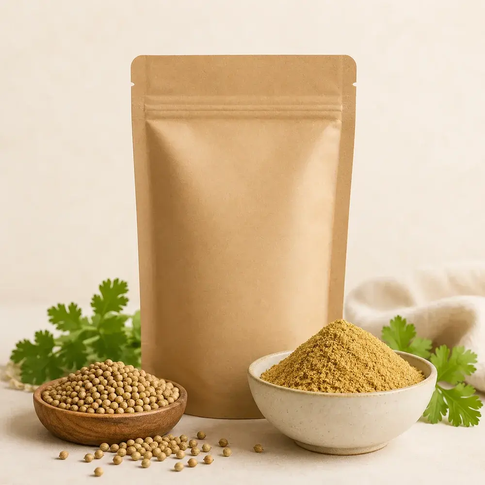 Coriander Powder pack and seeds